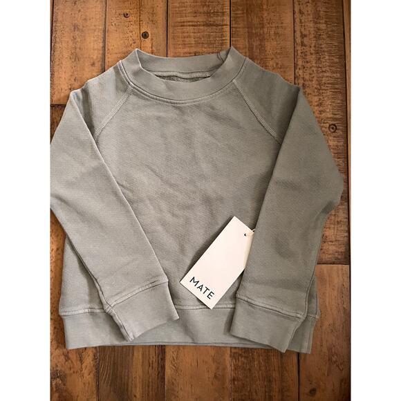 MATE THE LABEL Mini Organic Terry Raglan Sweatshirt Sz 12-18 month Sage - Picture 1 of 4